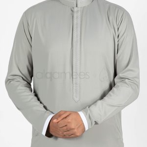 Adab Simple Gray Thobe Thawb Jubba for Qamis