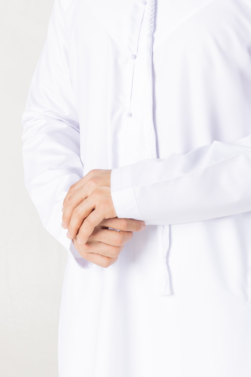 Emirati Kandura White Thobe Kandura Jubba Qamis (3)