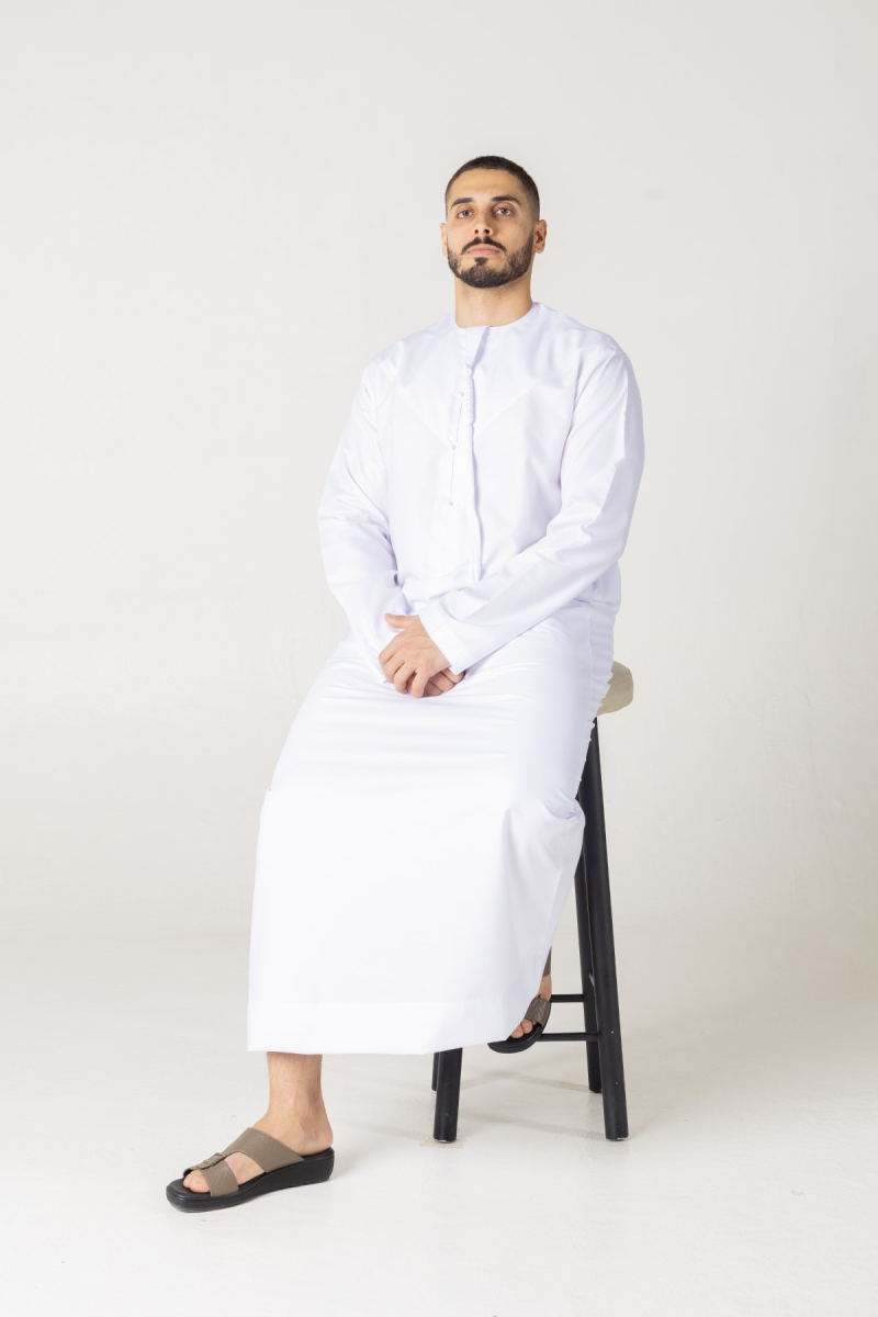 Emirati Kandura White Thobe Kandura Jubba Qamis (4)